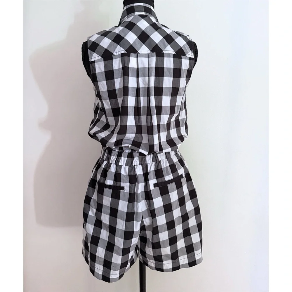 NWT Broome Street Kate Spafe Gingham Plaid Sleeveless Romper XS​​